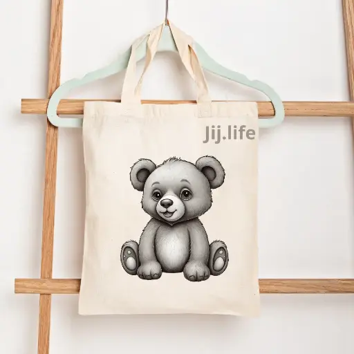 Duurzame Tote Bag - "Knuffelbeer" | Zachte & Schattige Stijl